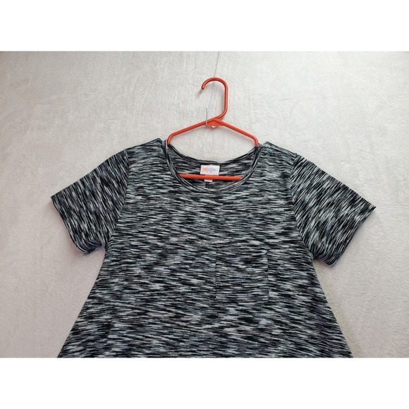 LuLaRoe T Shirt Dress Women 2XS Gray Space Dye Polyester Short Sleeve Round Neck - Picture 4 of 7